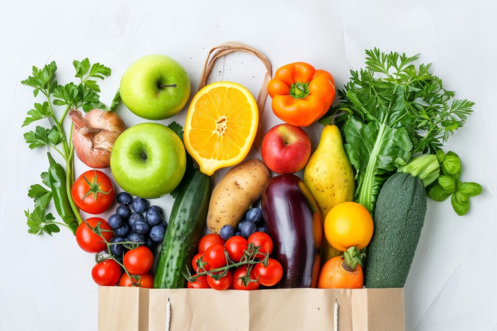 Healthy,Food,Background.,Healthy,Food,In,Paper,Bag,Vegetables,And